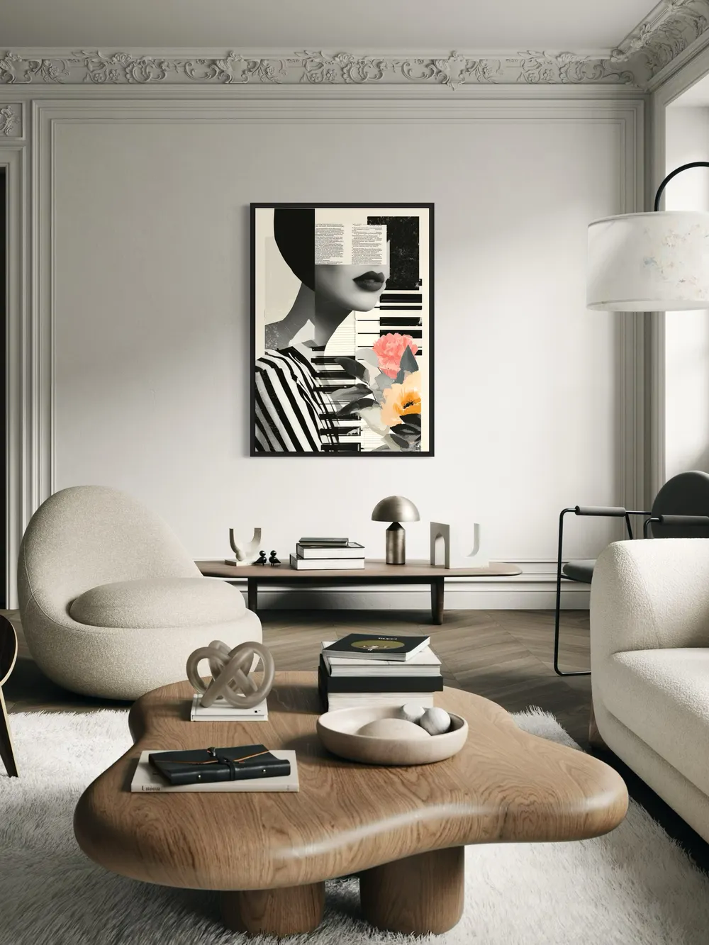 Plakat Piano Muse - tajemnicza kobieta w kolażu - obrazek 3