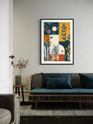 Plakat Botanical Abstract - roślinne motywy abstrakcyjne z intensywnymi kolorami - obrazek 2