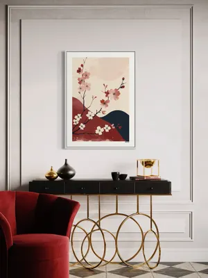 Plakat Cherry Blossom - minimalistyczny z kwitnącą wiśnią - obrazek 2