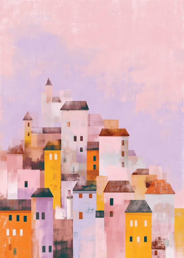 Colorful Town — kolorowe domki w pastelowych odcieniach