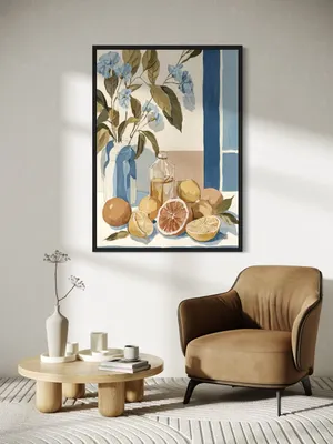 Plakat Citrus Window - cytrusy i kwiaty w jasnych barwach - obrazek 3