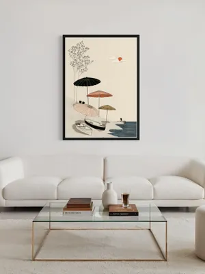 Plakat Parasol Parade - kolorowe parasole na plaży w letnim klimacie - obrazek 2