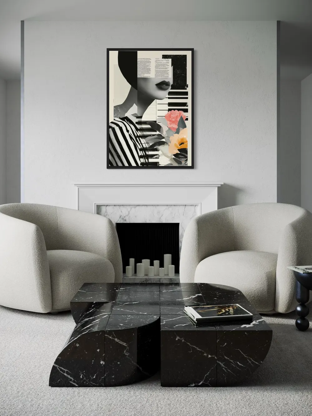Plakat Piano Muse - tajemnicza kobieta w kolażu - obrazek 2