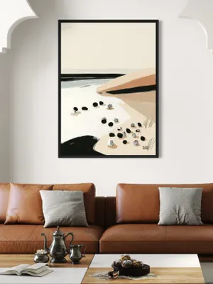 Plakat Pebble Coast - minimalistyczna plaża z kamieniami w pastelowych kolorach - obrazek 3