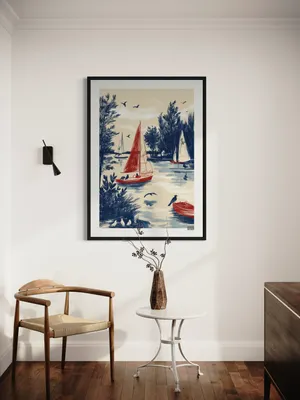 Plakat Lake Birds - spokojne jezioro z ptakami - obrazek 3