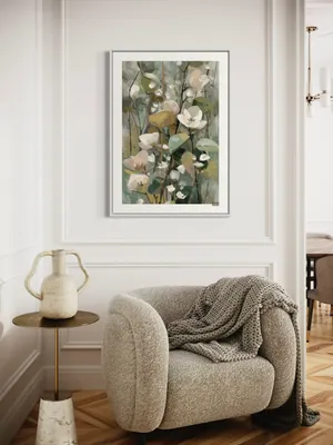 Plakat Spring Blossom - delikatne biale kwiaty na pastelowym tle - obrazek 2